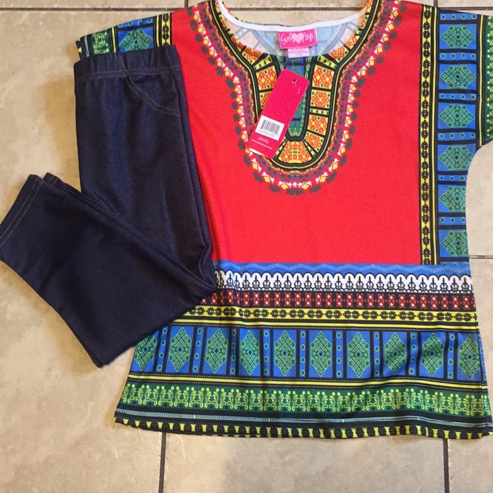 African Dashiki leggings and Top 2pcs Set - Picture 5 of 7